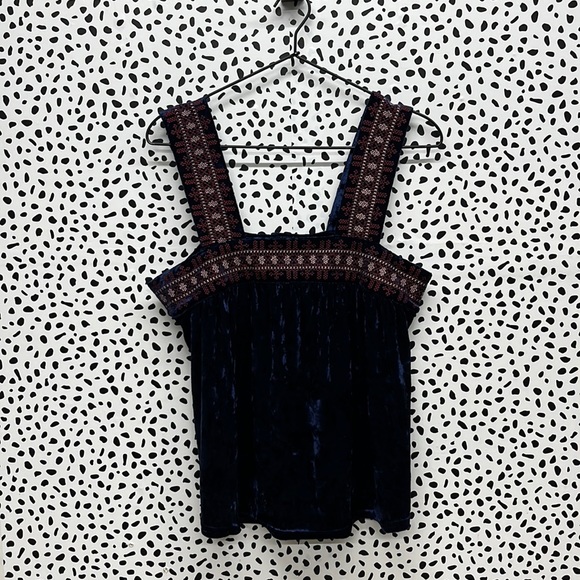 Skies Are Blue Tops - Final price! Skies Are Blue Velvet Embroidered Top